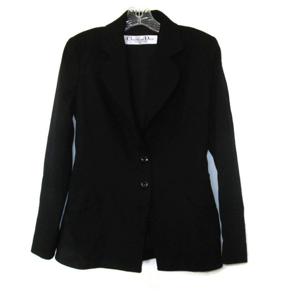 christian dior black wool blazer jacket size 4 - Picture 3 of 7